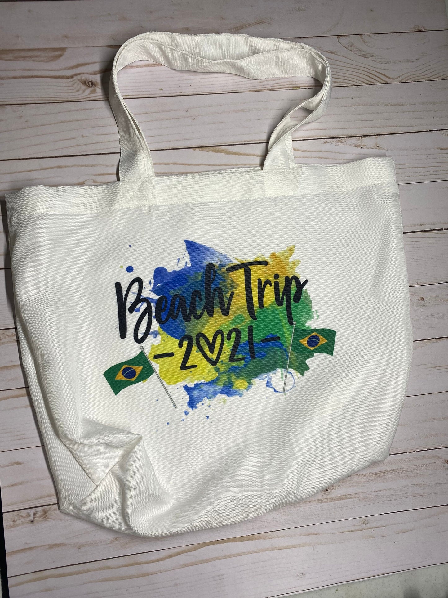 Reusable Beach Trip 2021 with Brazilian Flags Tote