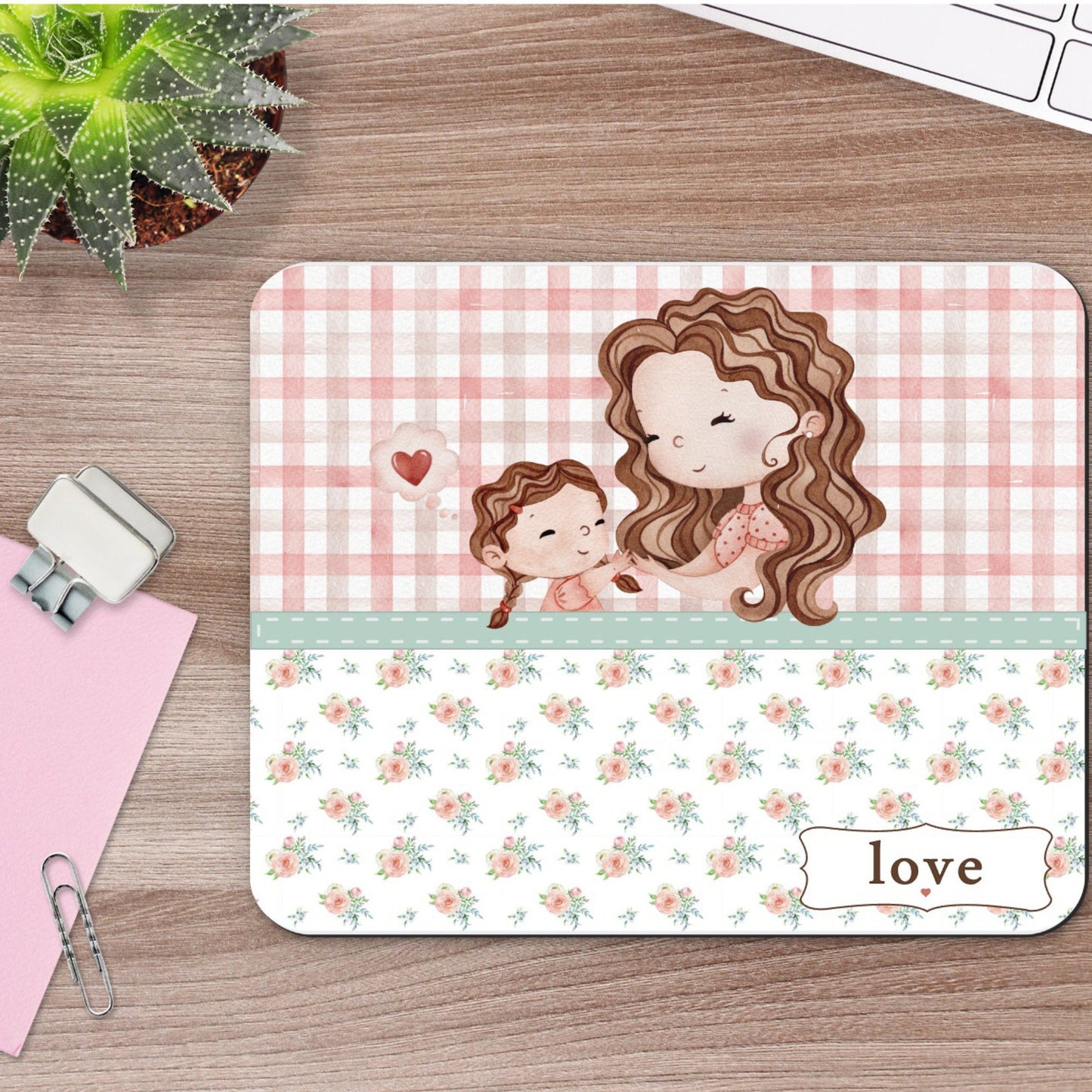 Cute Custom Watercolor Mouse Pad and Mug for Mothers Day, Birthdays