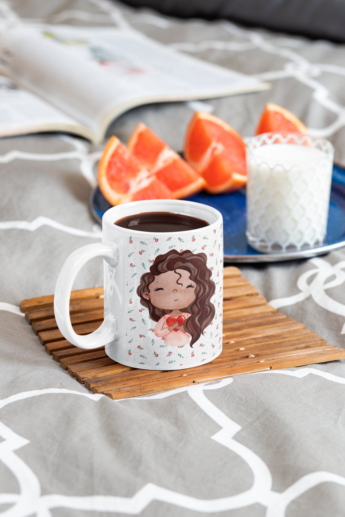 Cute Custom Watercolor Mouse Pad and Mug for Mothers Day, Birthdays