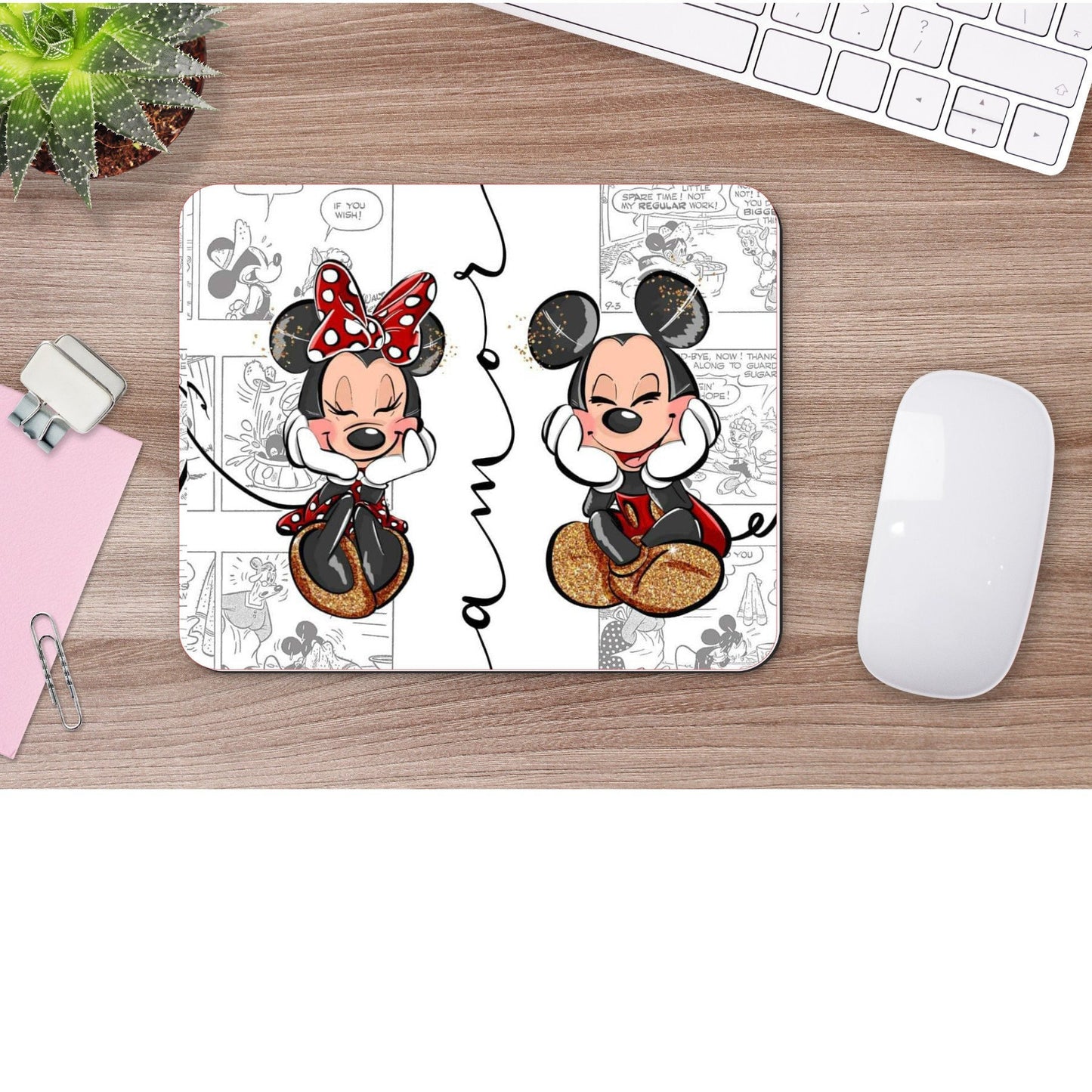 Mickey and Minnie Mouse Pad, Disney Mousepad, Gift for mom, friend, daughter, coworkers, or who is special for you.