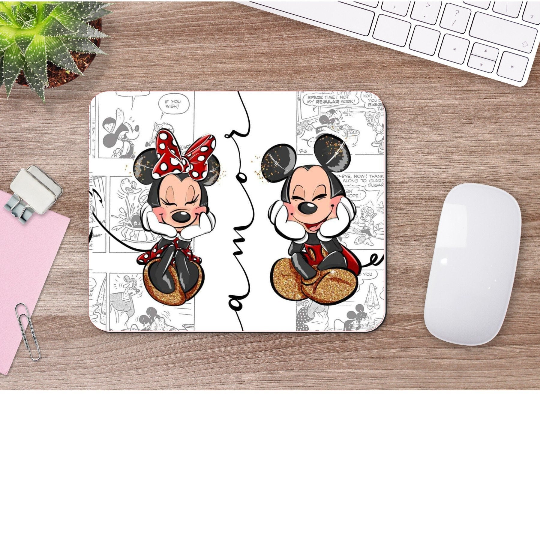 Mickey and Minnie Mouse Pad, Disney Mousepad, Gift for mom, friend, daughter, coworkers, or who is special for you.